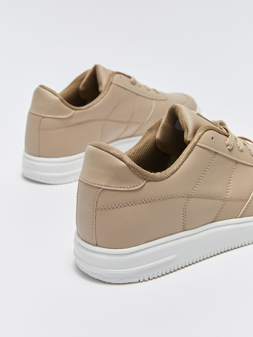 Bej Süet Görünümlü Bağcıklı Erkek Spor Ayakkabı-4