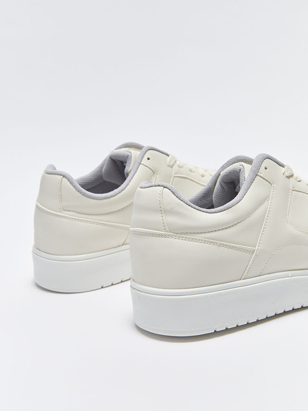 Bej Deri Görünümlü Bağcıklı Erkek Spor Ayakkabı-4