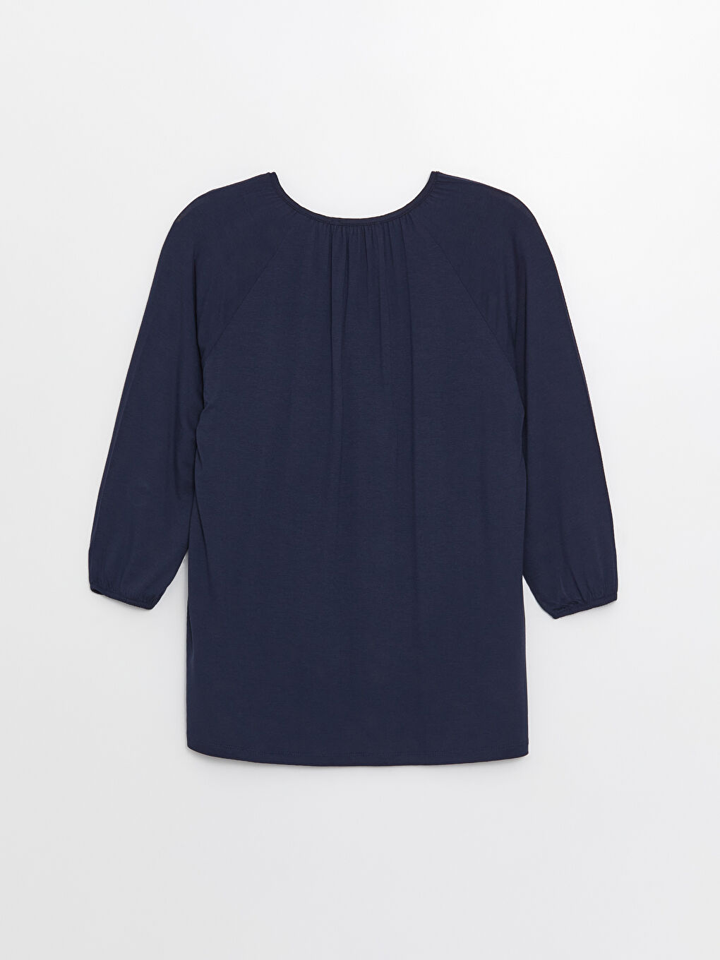 Lacivert Bağlamalı Yaka Nakışlı Kadın Bluz-6