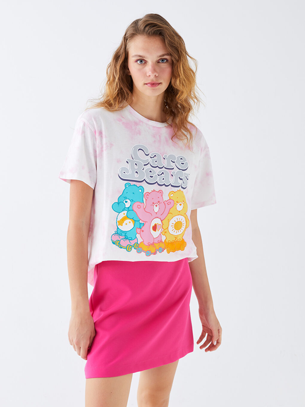 Crew Neck Care Bears Printed Short Sleeve Women's T-Shirt