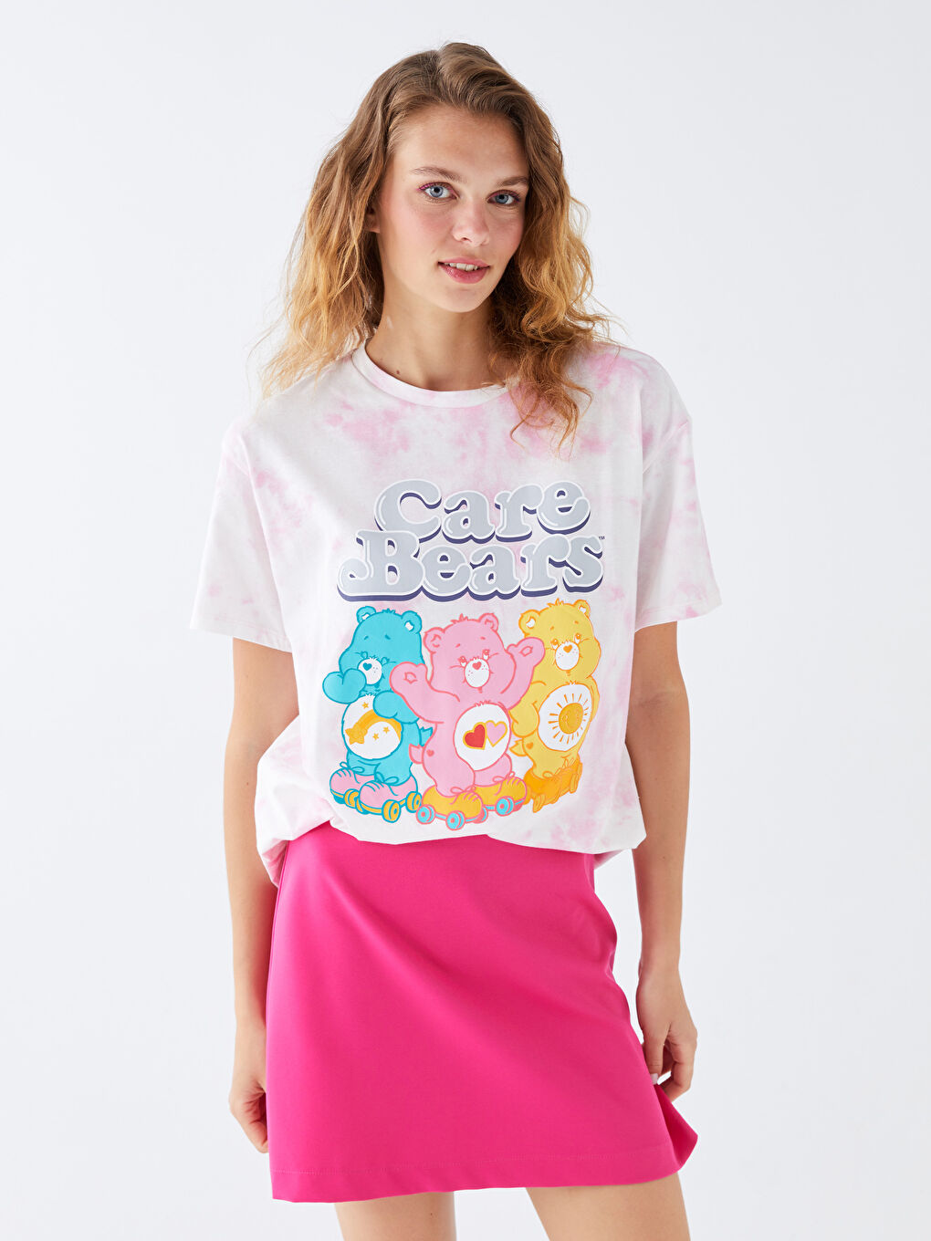 Crew Neck Care Bears Printed Short Sleeve Women's T-Shirt-1
