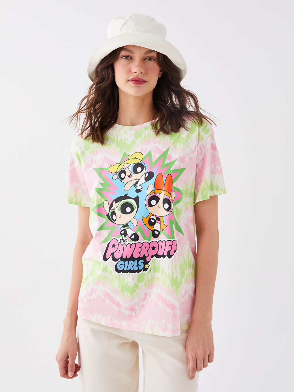 Crew Neck Powerpuff Girls Printed Women's T-Shirt-1