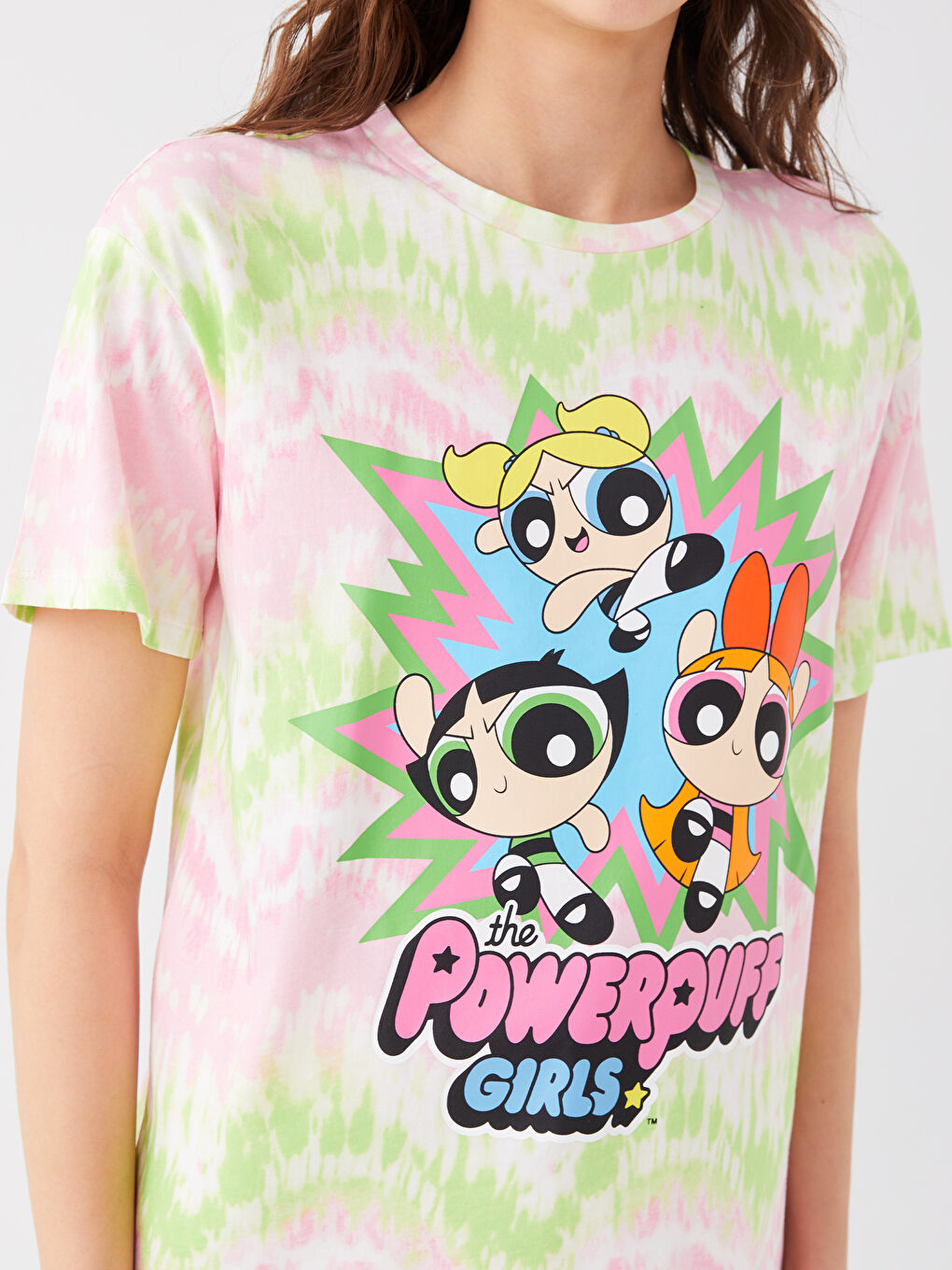Crew Neck Powerpuff Girls Printed Women's T-Shirt-3