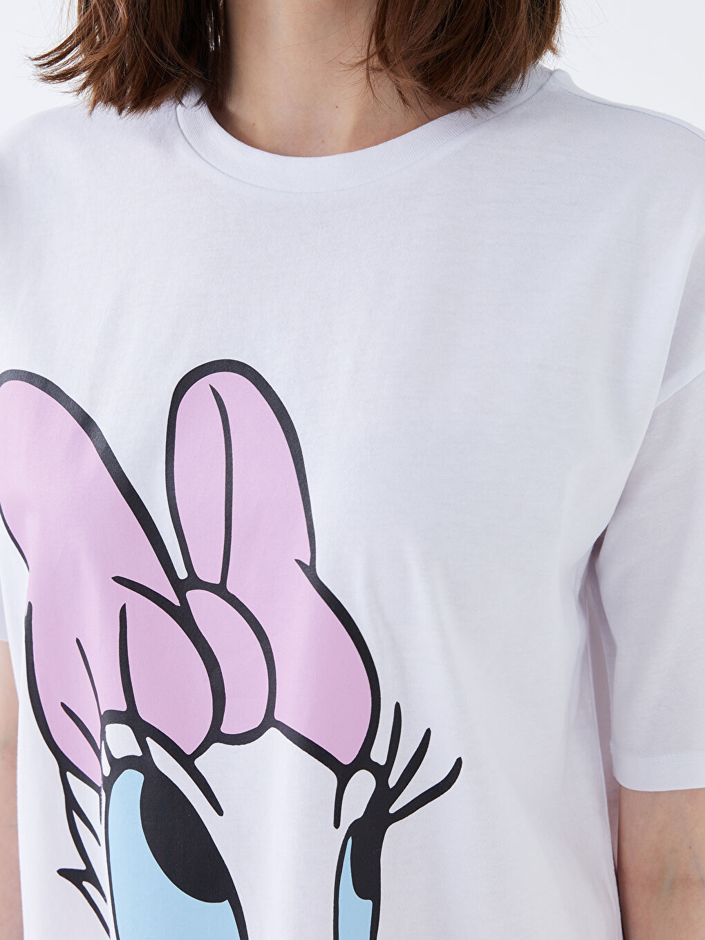 XSIDE Crew Neck Daisy Duck Printed Short Sleeve Women's T-Shirt -S3GL42Z8-KE8