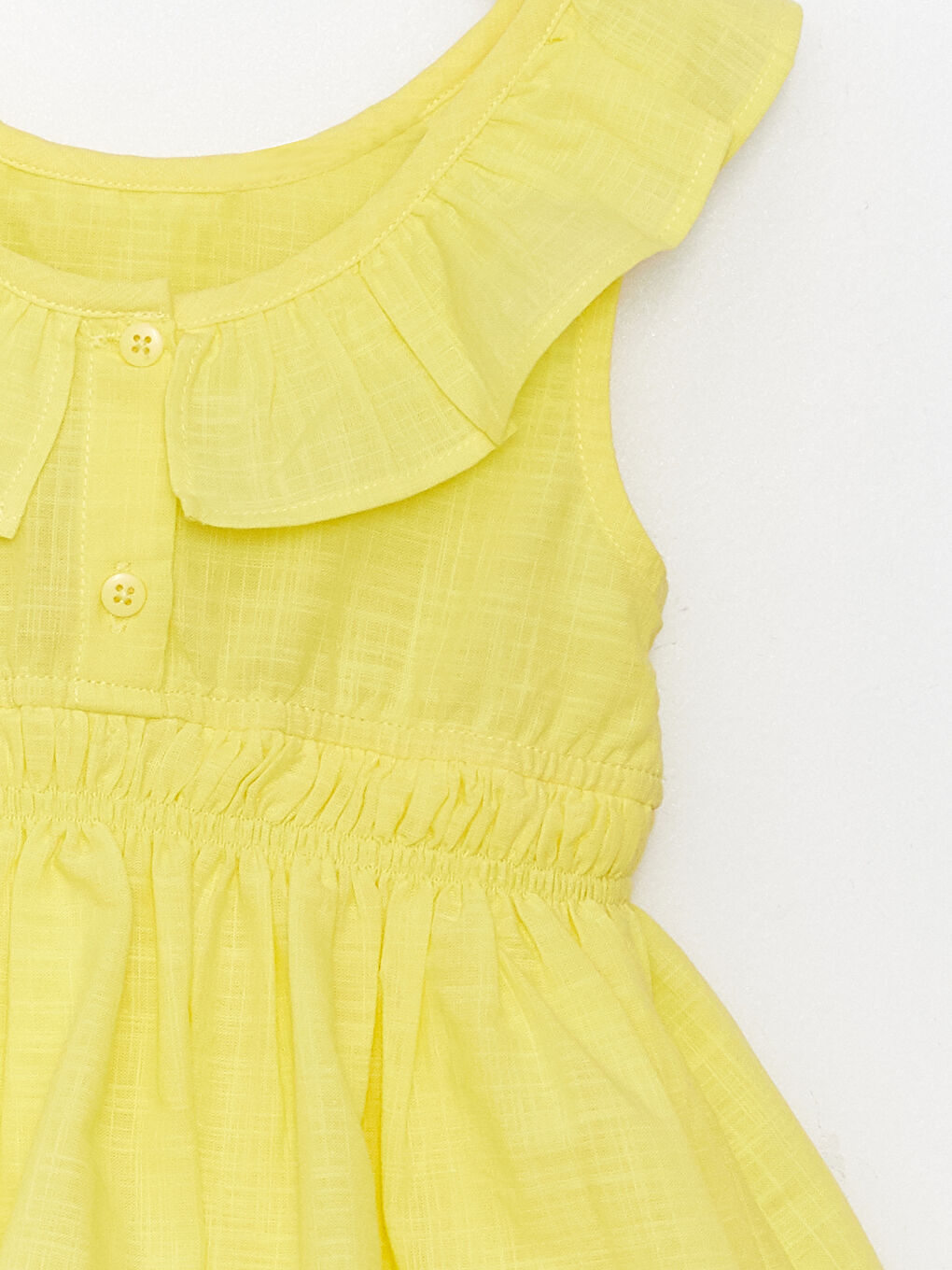 Sarı Fırfırlı Kayık Yaka Basic Kız Bebek Elbise-2