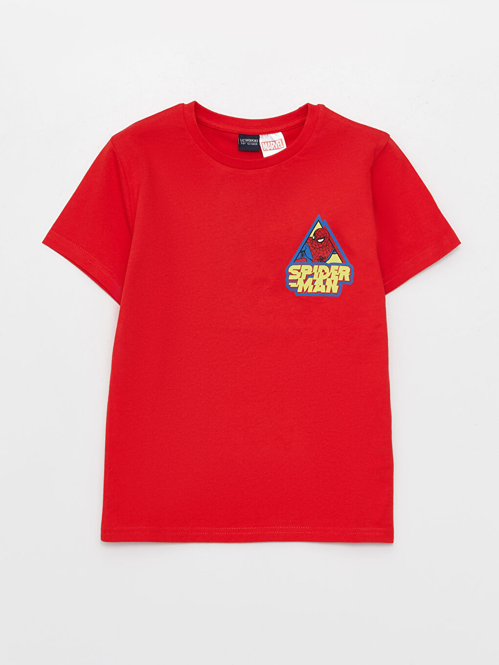 Kırmızı Bisiklet Yaka Spider-Man Baskılı Kısa Kollu Erkek Çocuk Tişört