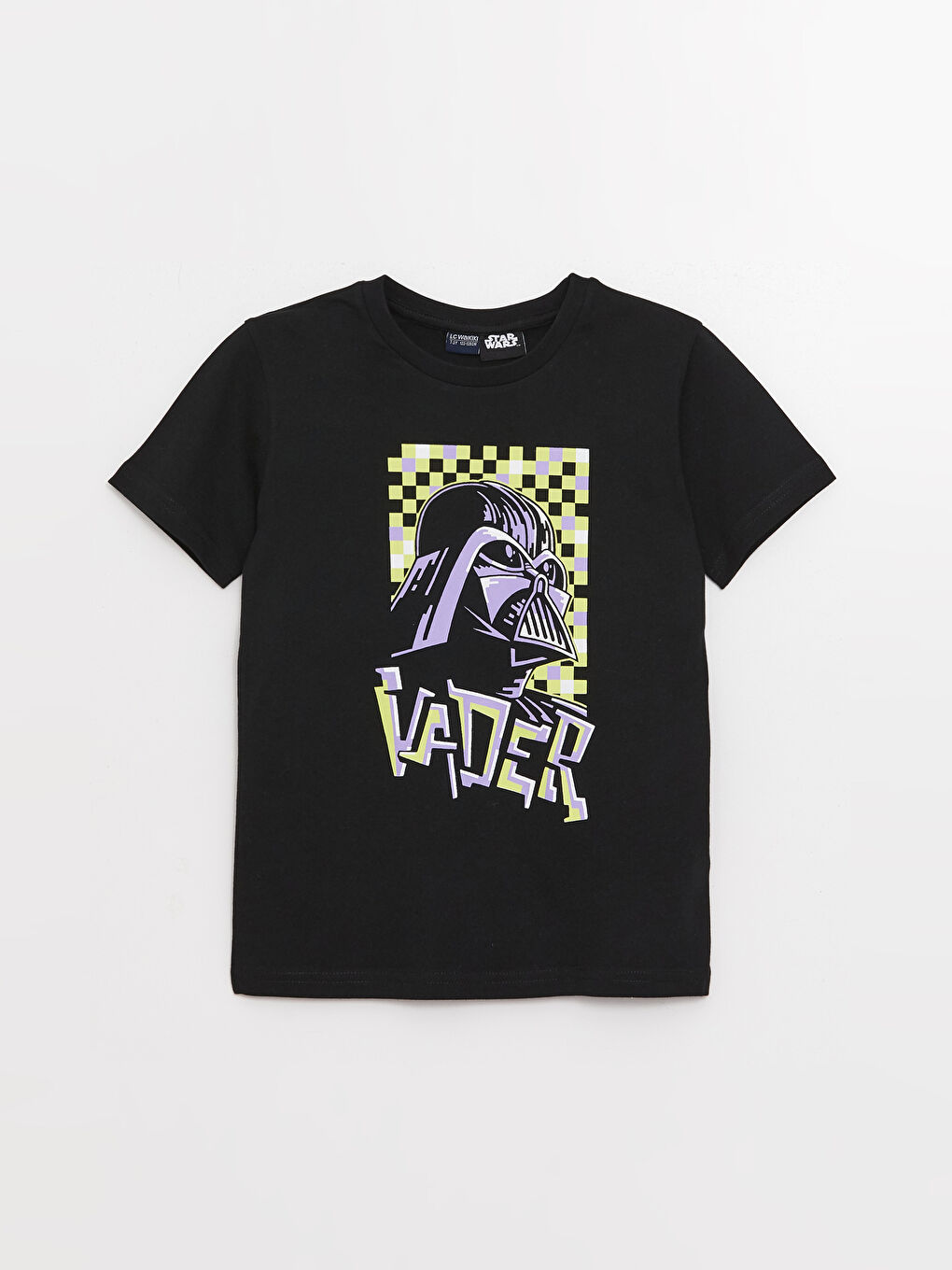 Siyah Bisiklet Yaka Star Wars Baskılı Kısa Kollu Erkek Çocuk Tişört