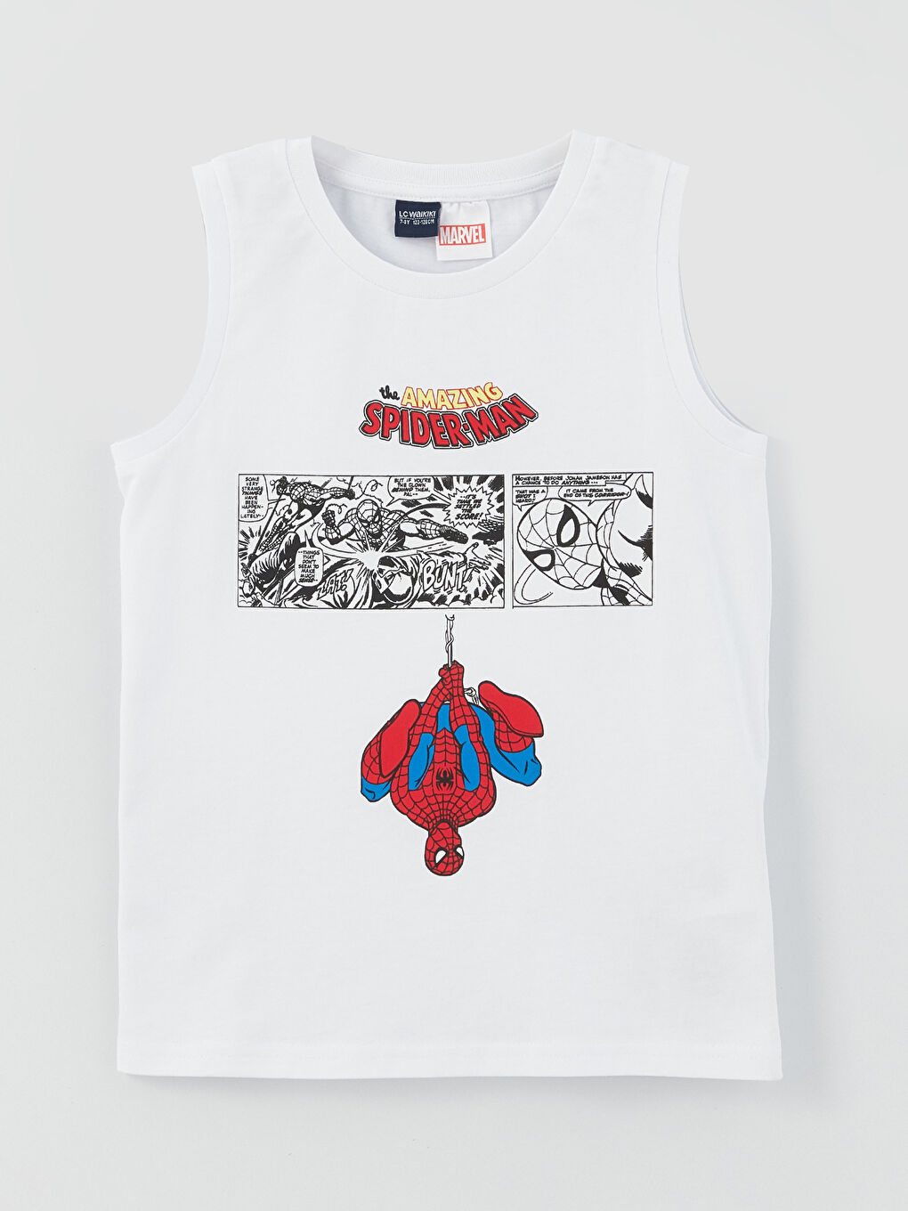 Beyaz Bisiklet Yaka Spider-Man Baskılı Erkek Çocuk Atlet ve Şort-1