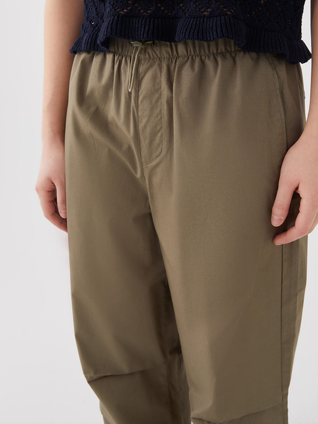 LCW Vision Women's Elasticated Waist Plain Parachute Trousers -S3GL90Z8-S5T