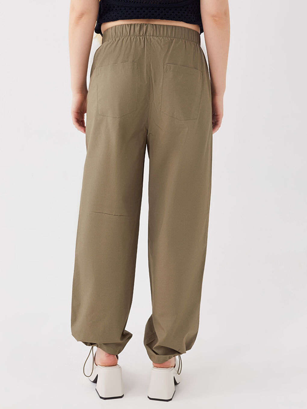 LCW Vision Women's Elasticated Waist Plain Parachute Trousers -S3GL90Z8-S5T
