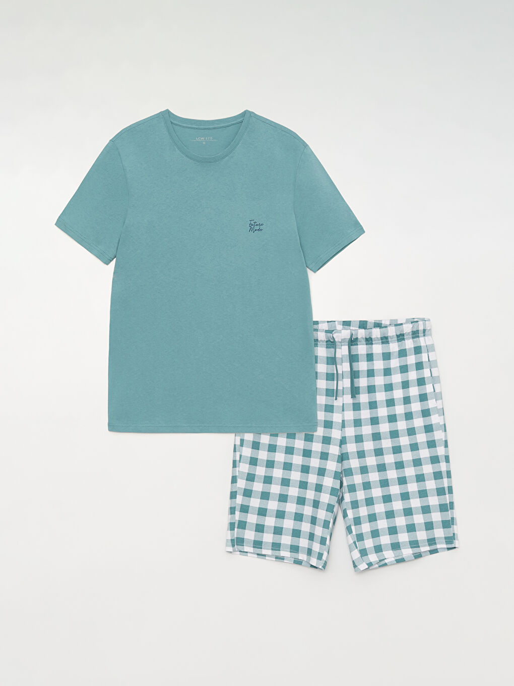 Yeşil Standart Kalıp Ekose Erkek Pijama Takımı-5