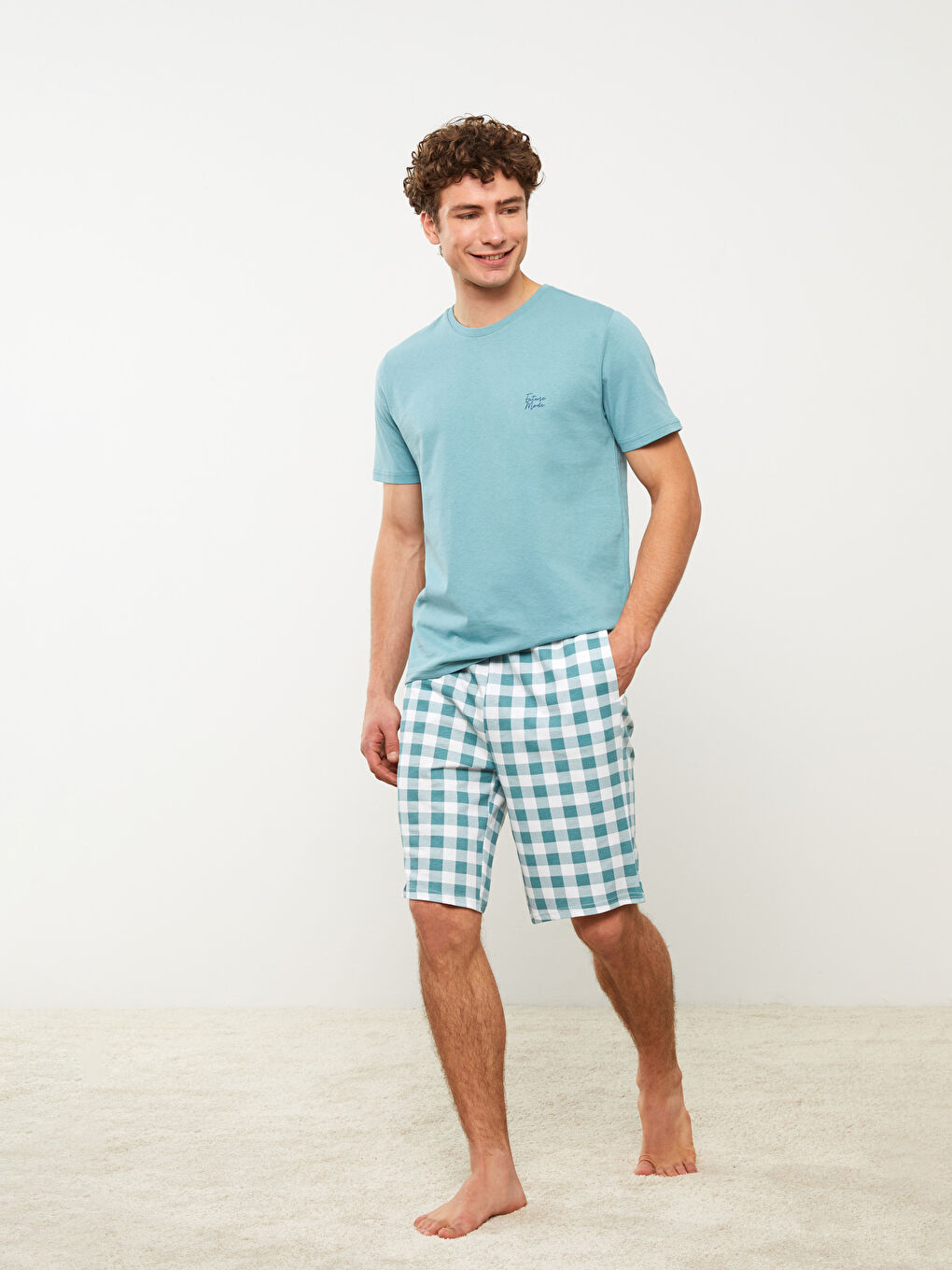 Yeşil Standart Kalıp Ekose Erkek Pijama Takımı-2