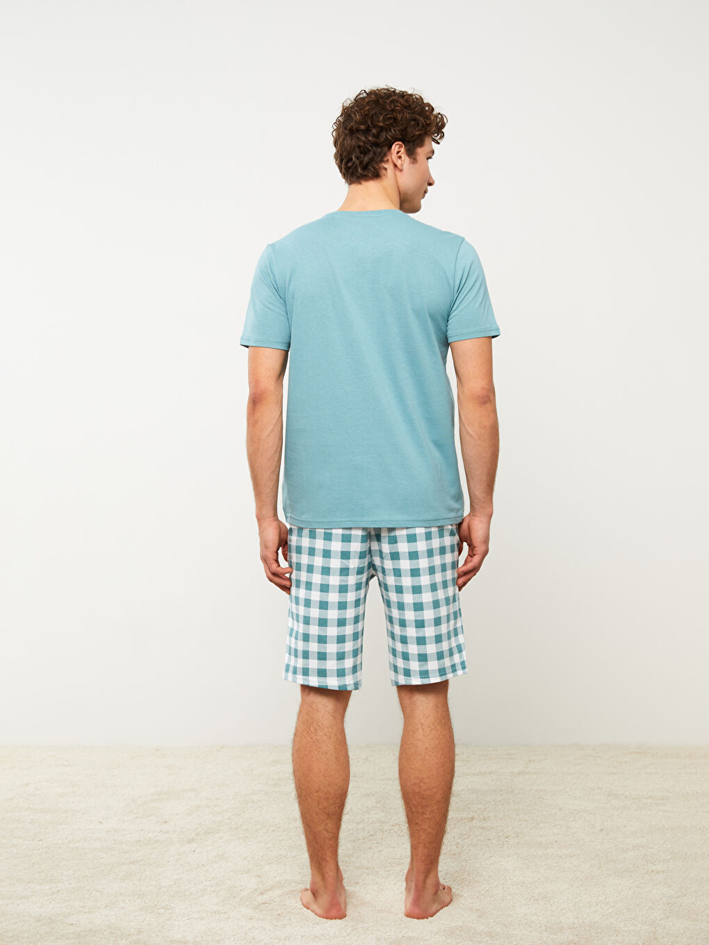 Yeşil Standart Kalıp Ekose Erkek Pijama Takımı-4