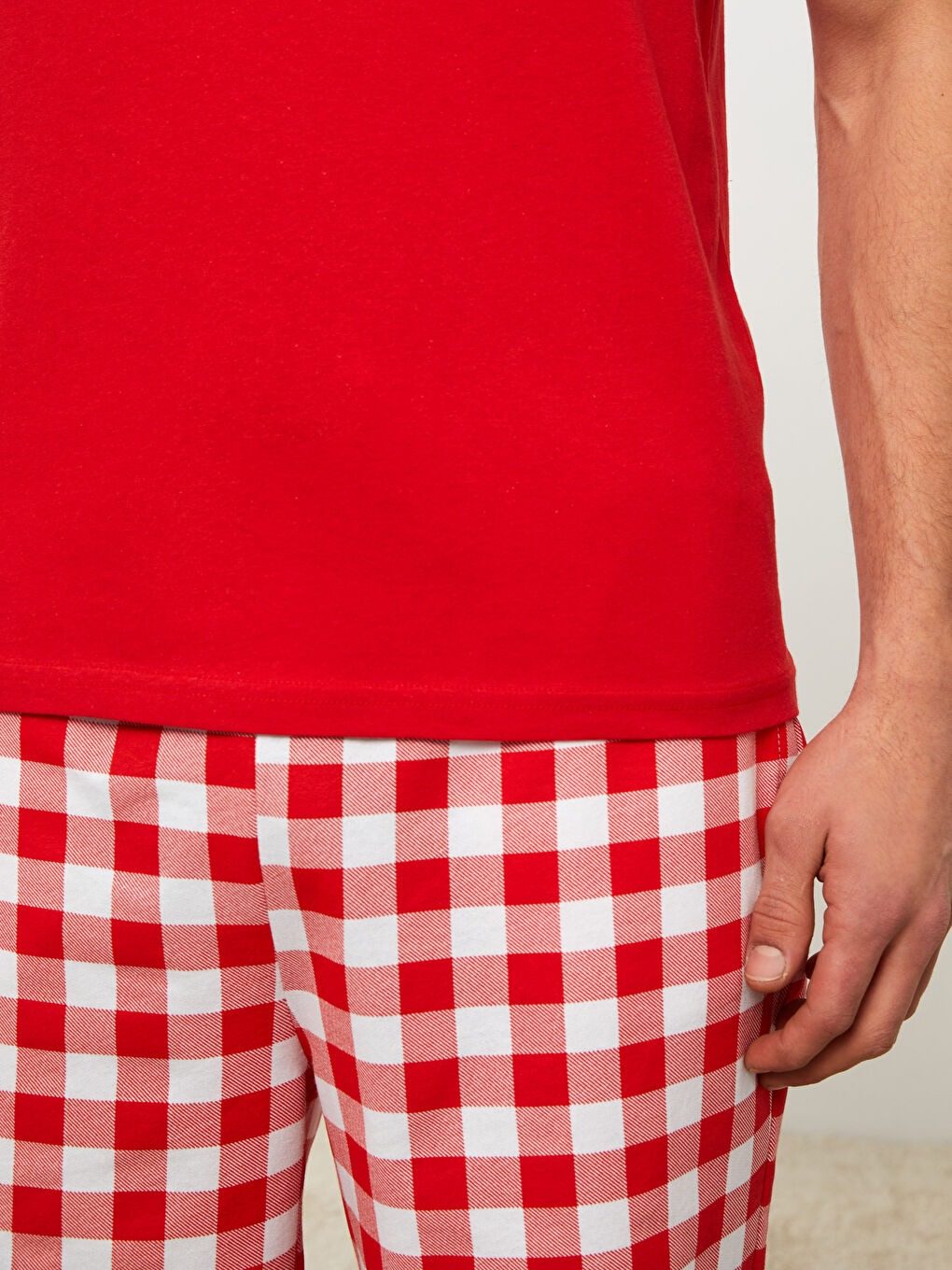 Kırmızı Standart Kalıp Ekose Erkek Pijama Takımı-3