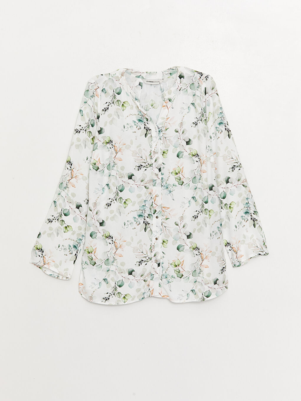 Notch Neck Floral Long Sleeve Women's Tunic-5