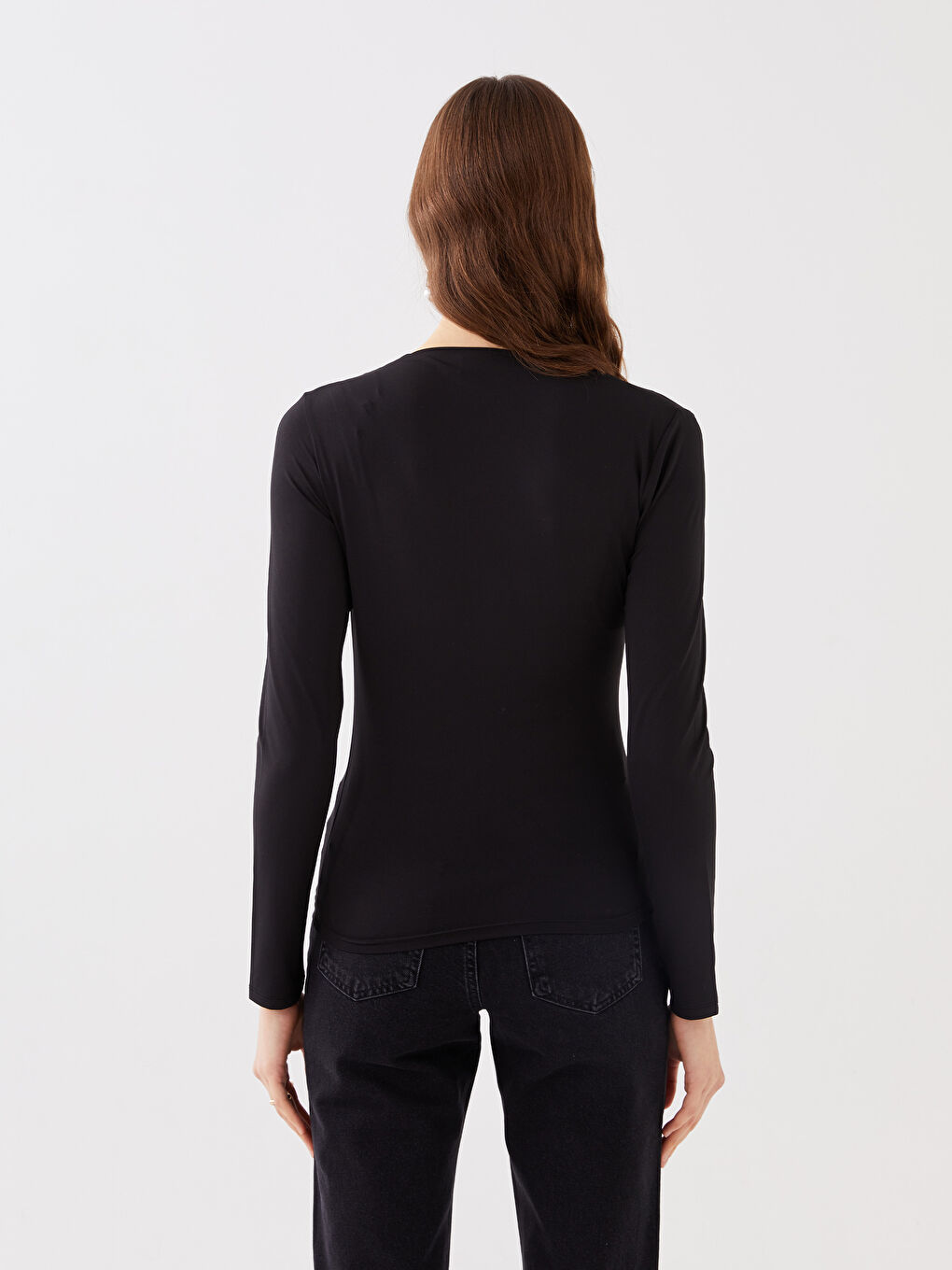 LCW Vision Women's Flowy Collar Straight Long Sleeve Blouse -S3GM09Z8-CVL