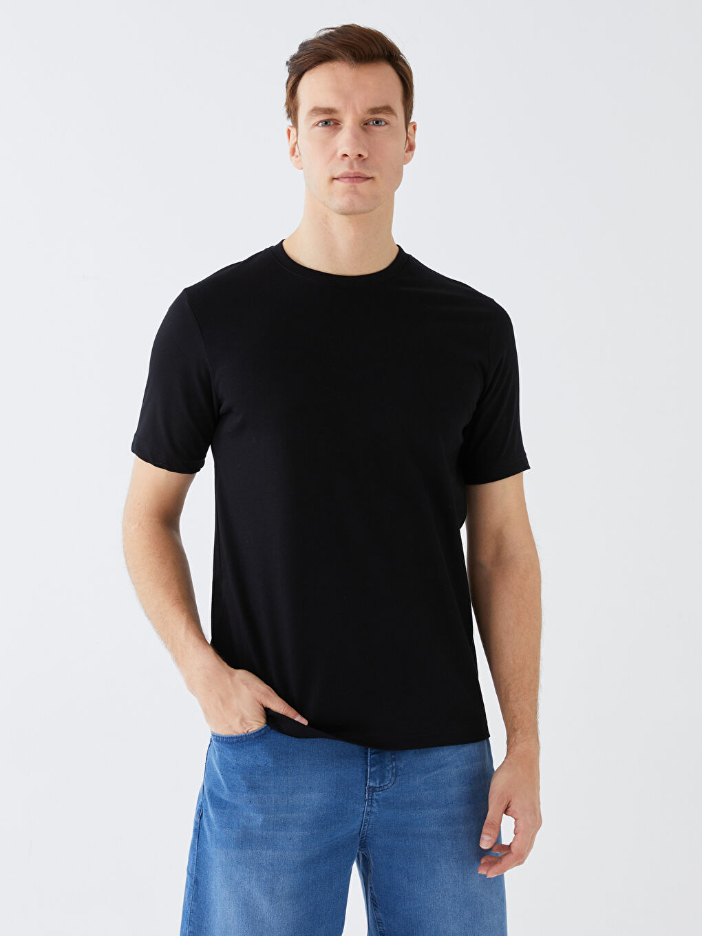 Tricou pentru Bărbați din Jerseu cu Guler Rotund-2