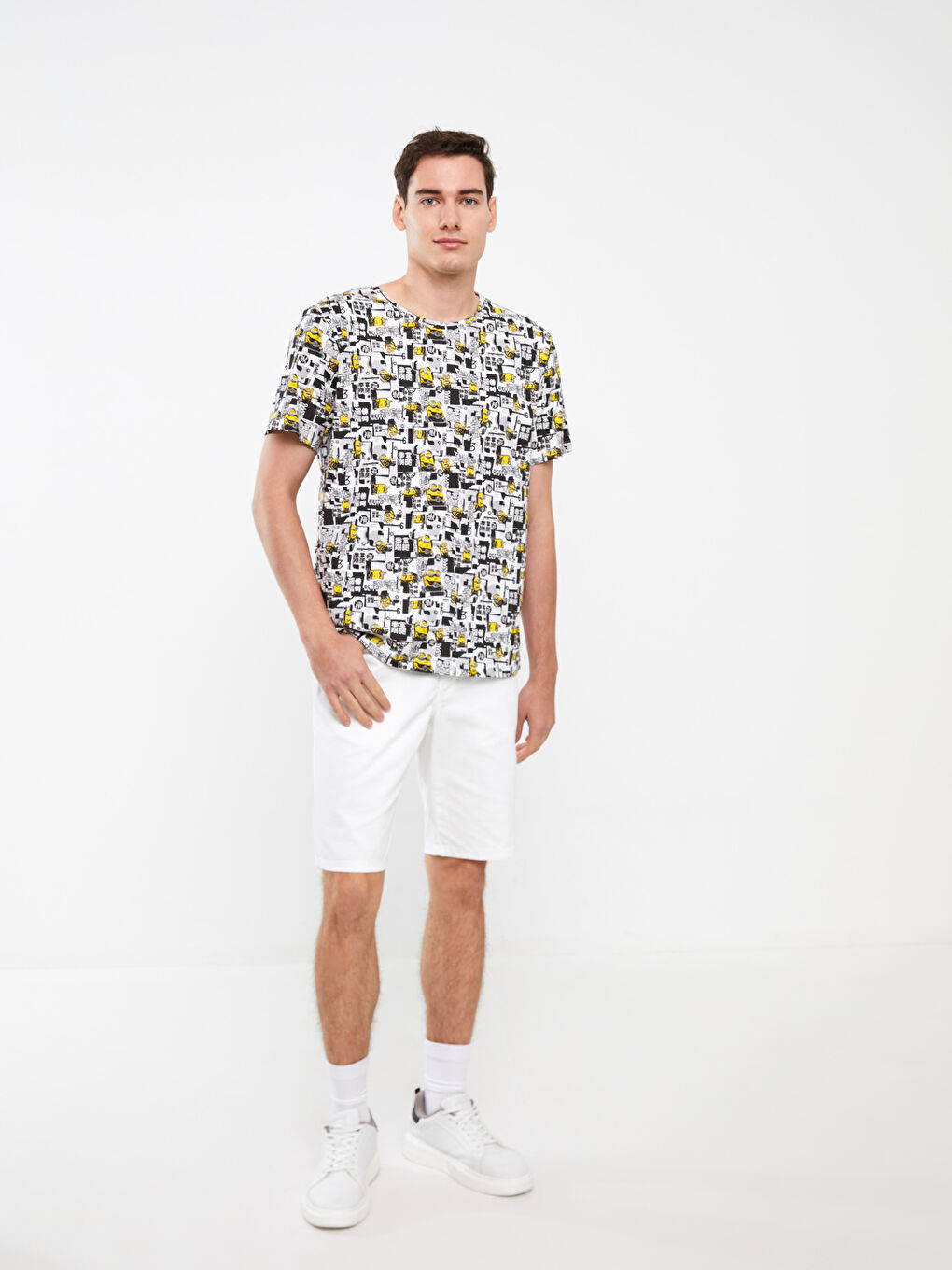 XSIDE Crew Neck Short Sleeve Minions Printed Jersey Men's T-Shirt -S3GM15Z8-Q6K
