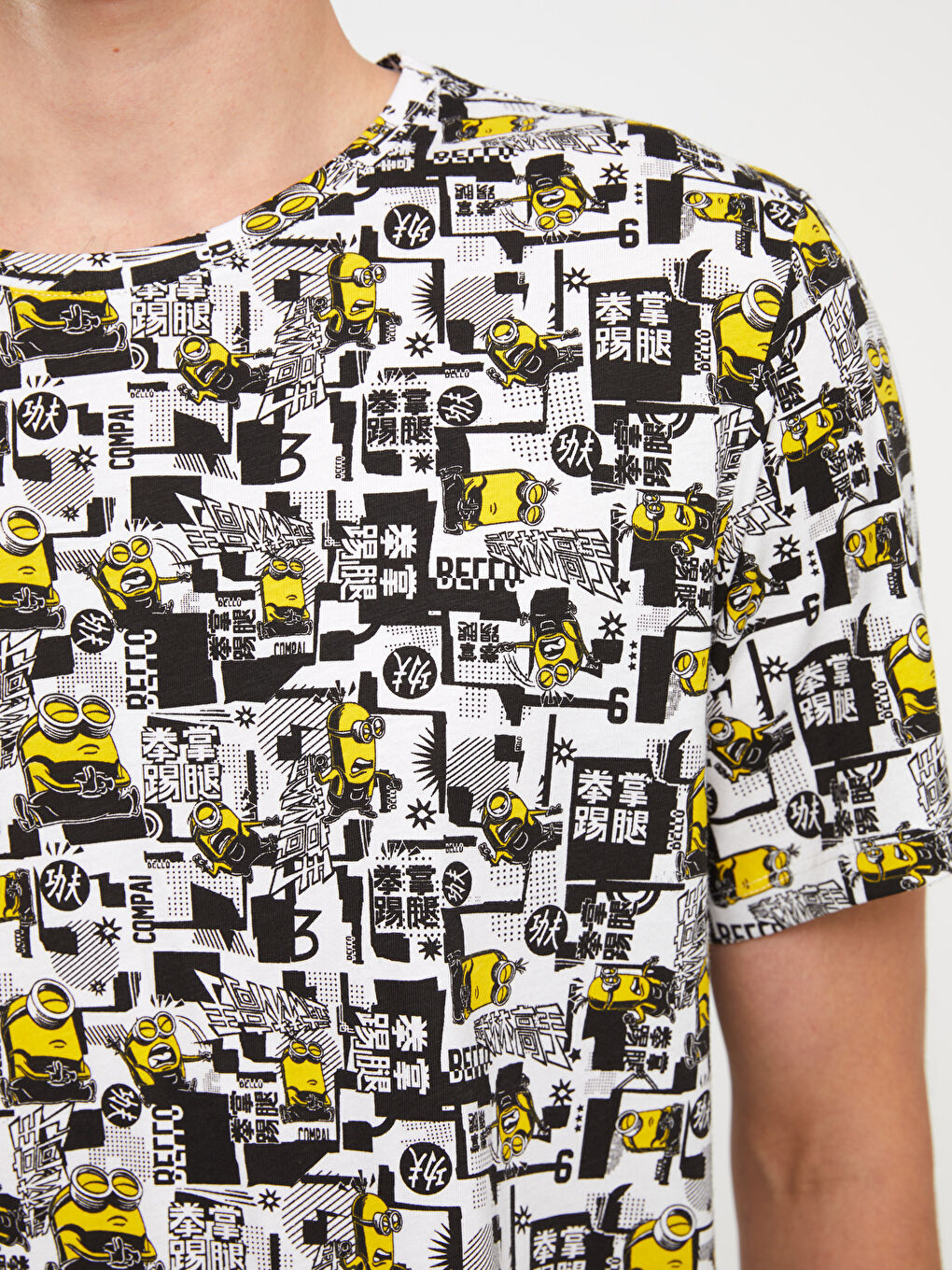 XSIDE Crew Neck Short Sleeve Minions Printed Jersey Men's T-Shirt -S3GM15Z8-Q6K