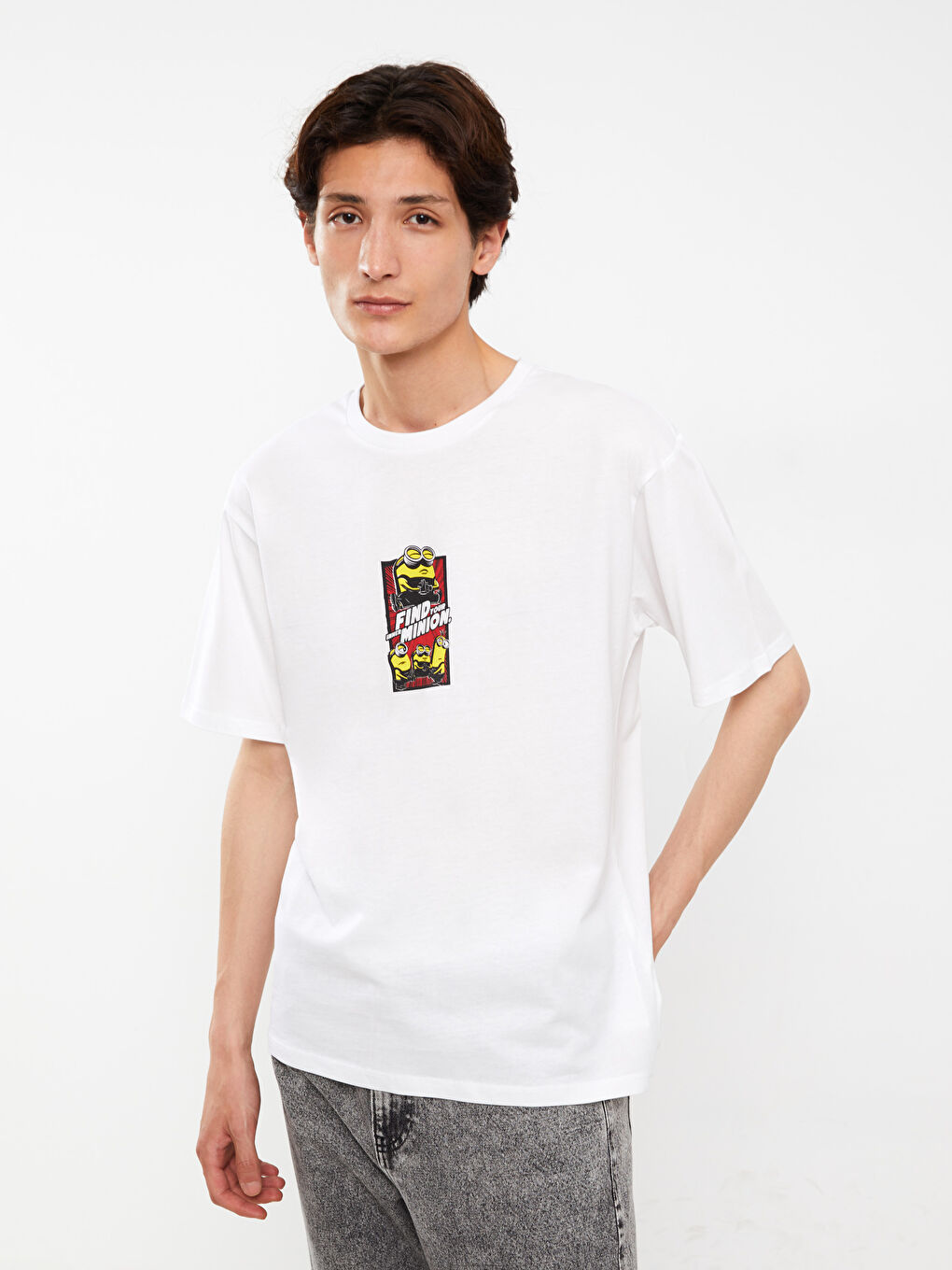 Crew Neck Short Sleeve Minions Printed Jersey Men's T-Shirt