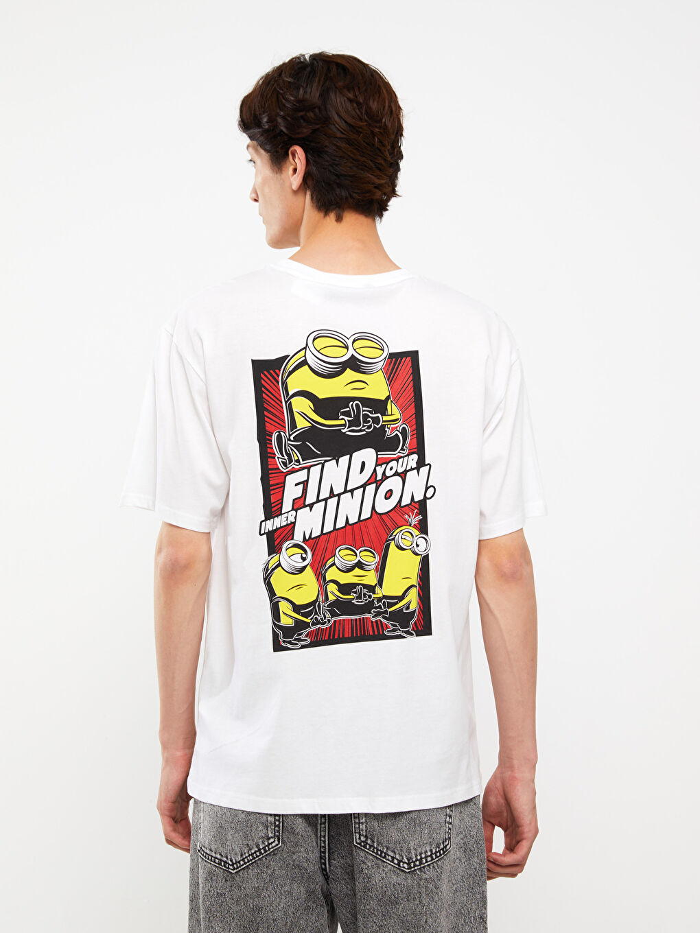 Crew Neck Short Sleeve Minions Printed Jersey Men's T-Shirt-4