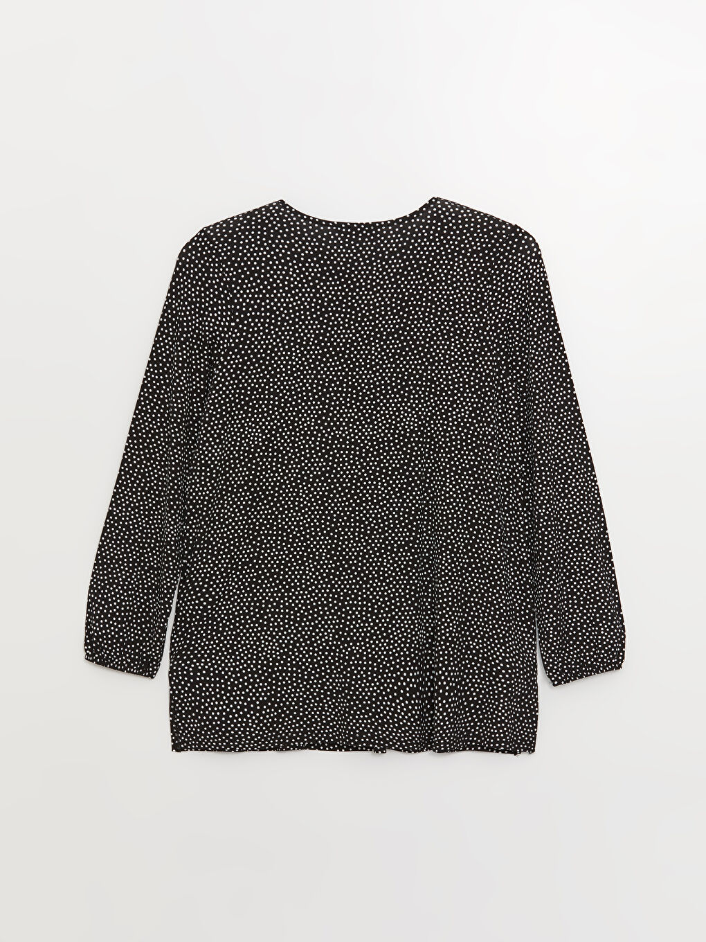 Siyah V Yaka Puantiyeli Uzun Kollu Kadın Tunik-6