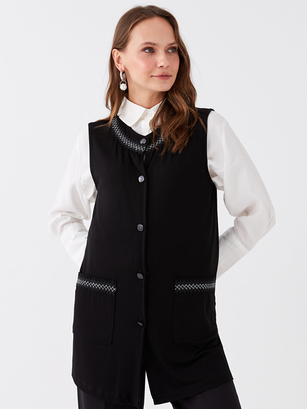 Kadın Bisiklet Yaka Düz Yelek