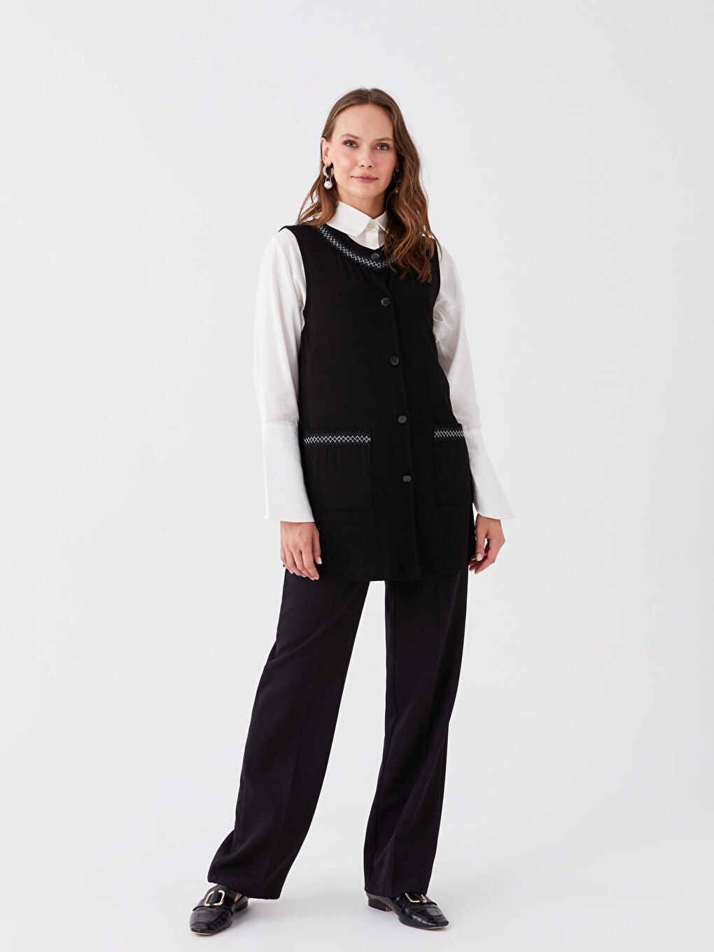 Kadın Bisiklet Yaka Düz Yelek-2