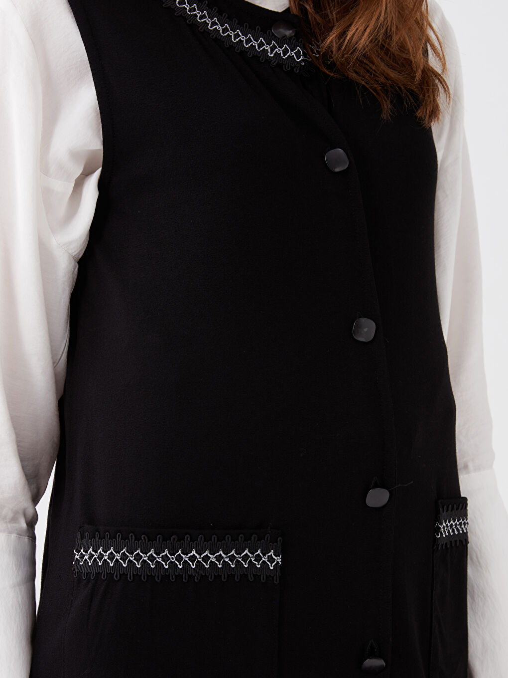 Kadın Bisiklet Yaka Düz Yelek-3