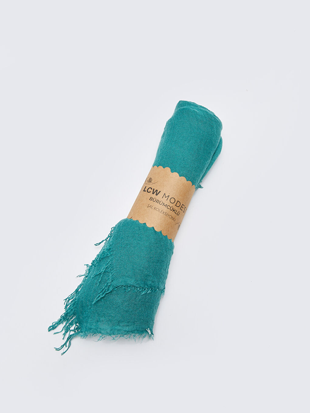 Yeşil Püskül Detaylı Kadın Bürümcüklü Şal-3