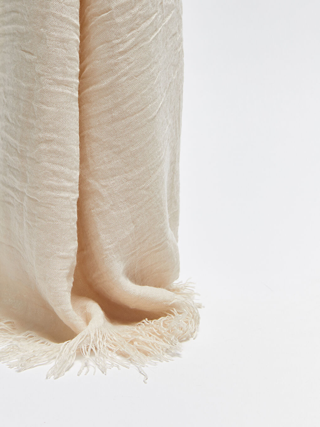 Bej Püskül Detaylı Kadın Bürümcüklü Şal
