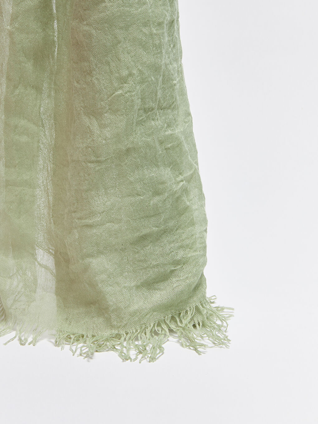 Yeşil Püskül Detaylı Kadın Bürümcüklü Şal-1