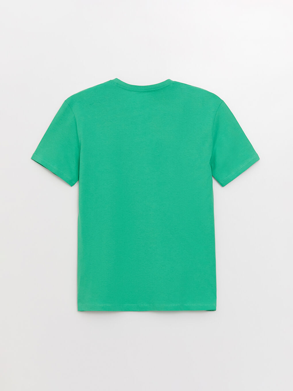 Yeşil Bisiklet Yaka Kısa Kollu Nakışlı Erkek Tişört-6