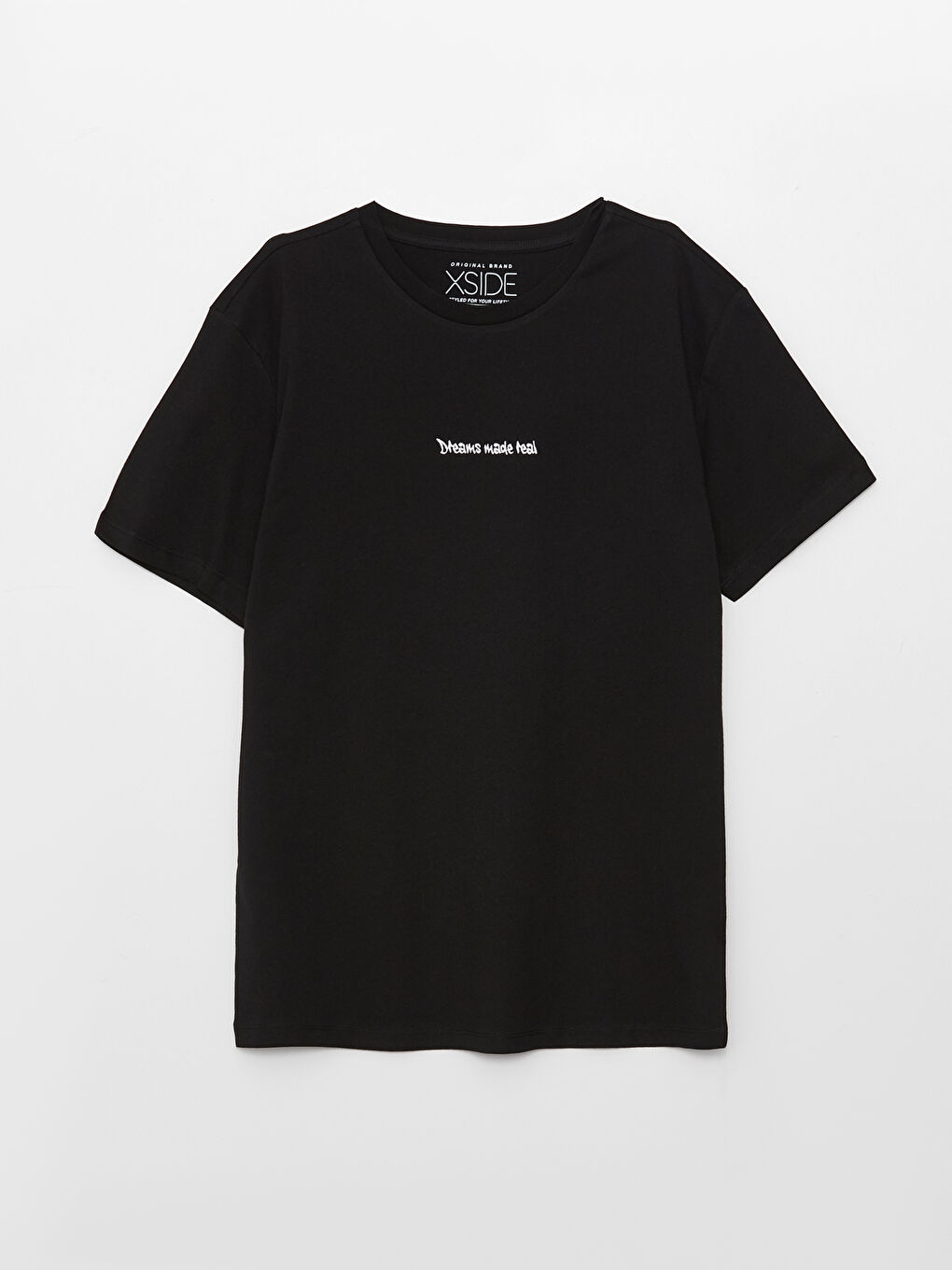 Siyah Bisiklet Yaka Kısa Kollu Baskılı Penye Erkek Tişört-5