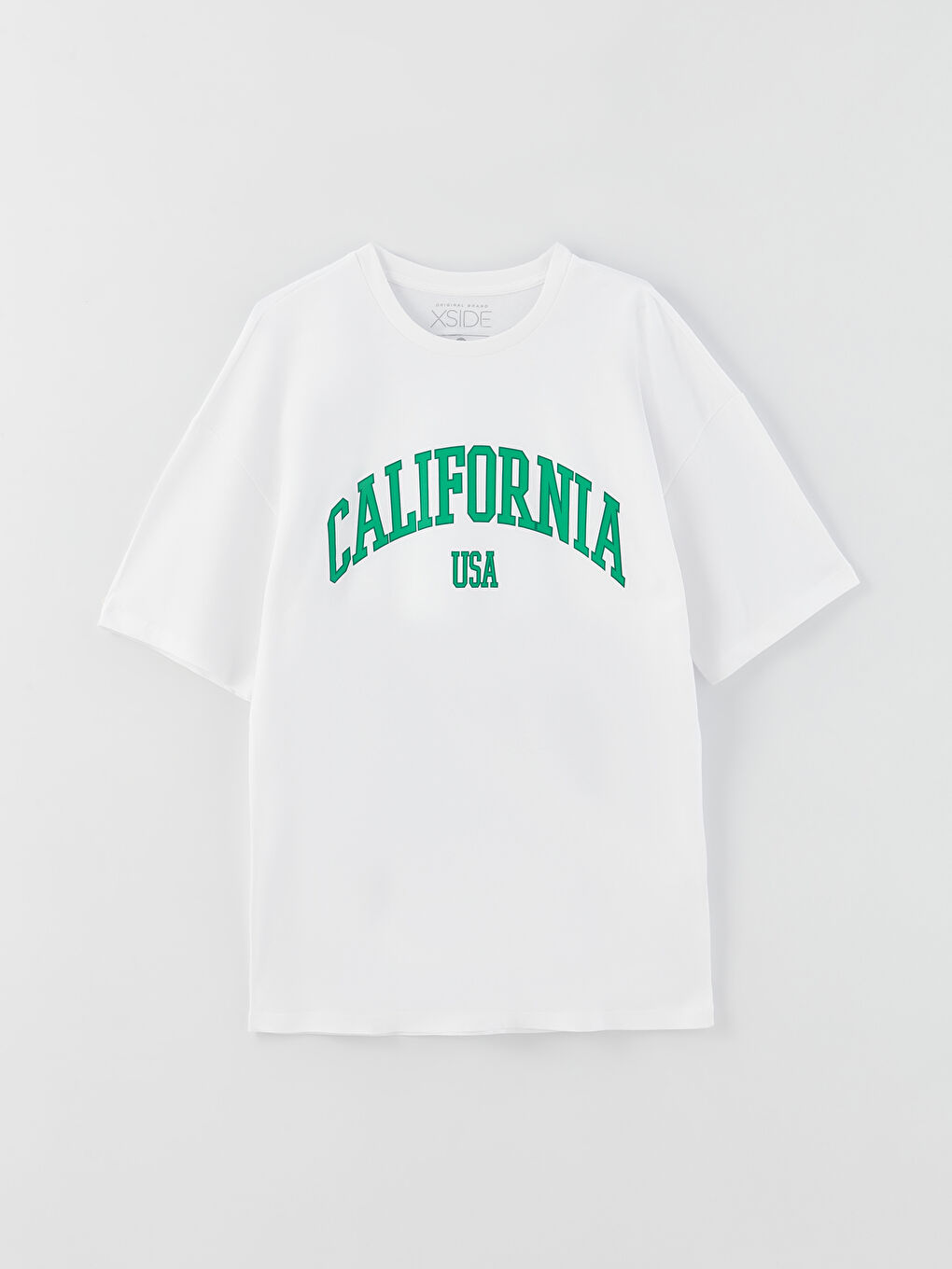 Beyaz Bisiklet Yaka Kısa Kollu Baskılı Penye Erkek Tişört-5