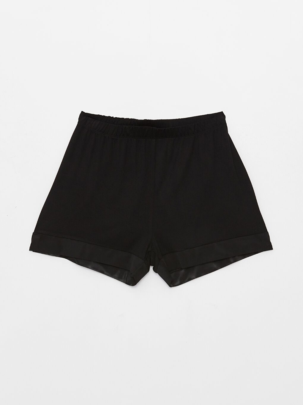 Siyah V Yaka Düz Askılı Kadın Şortlu Pijama Takımı-7