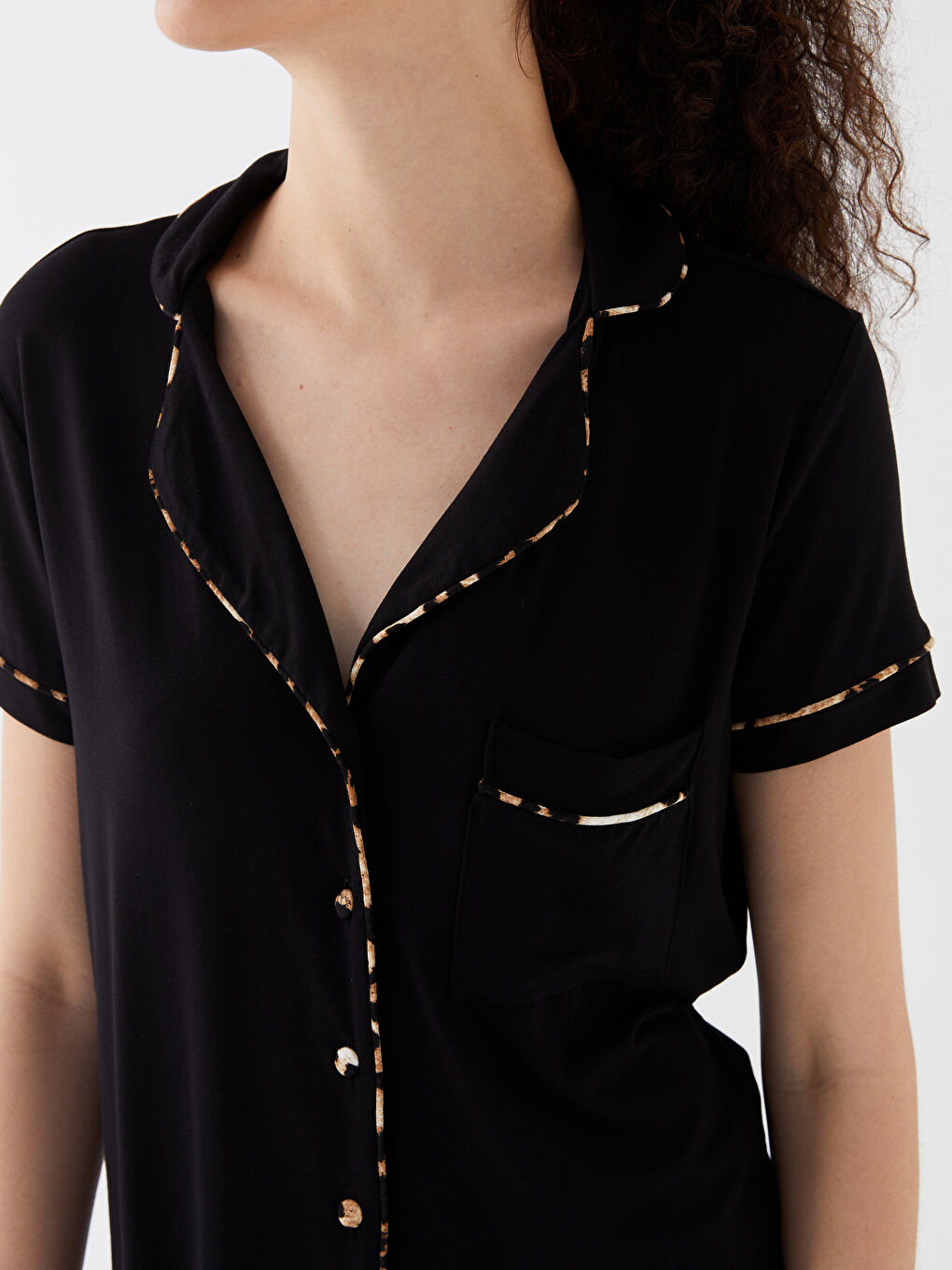 Shirt Collar Straight Short Sleeve Women's Pajamas Set -S3GM70Z8-CVL
