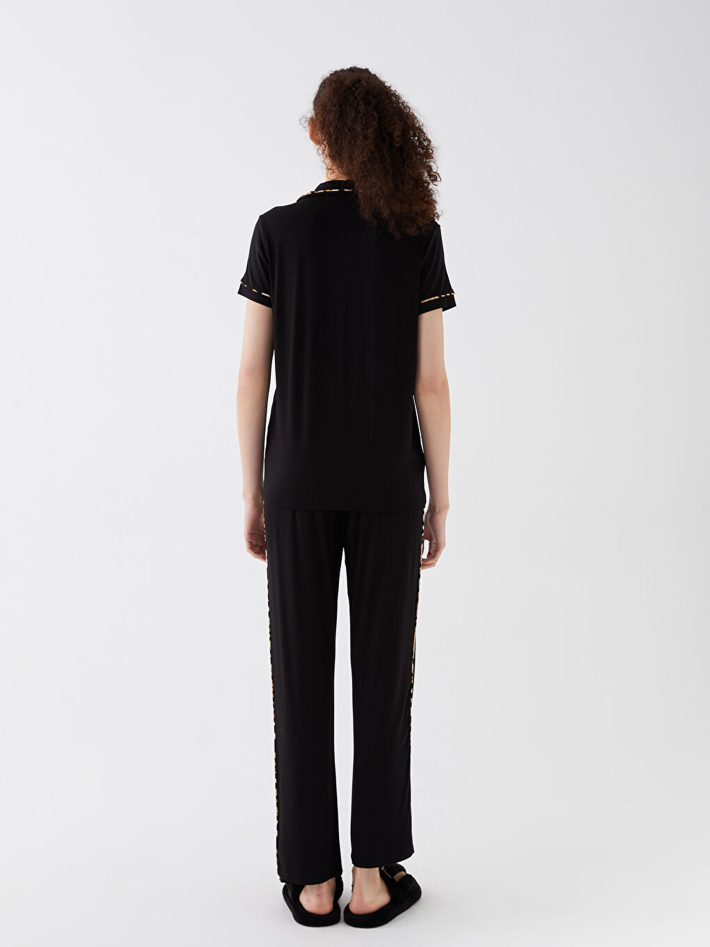 Shirt Collar Straight Short Sleeve Women's Pajamas Set -S3GM70Z8-CVL