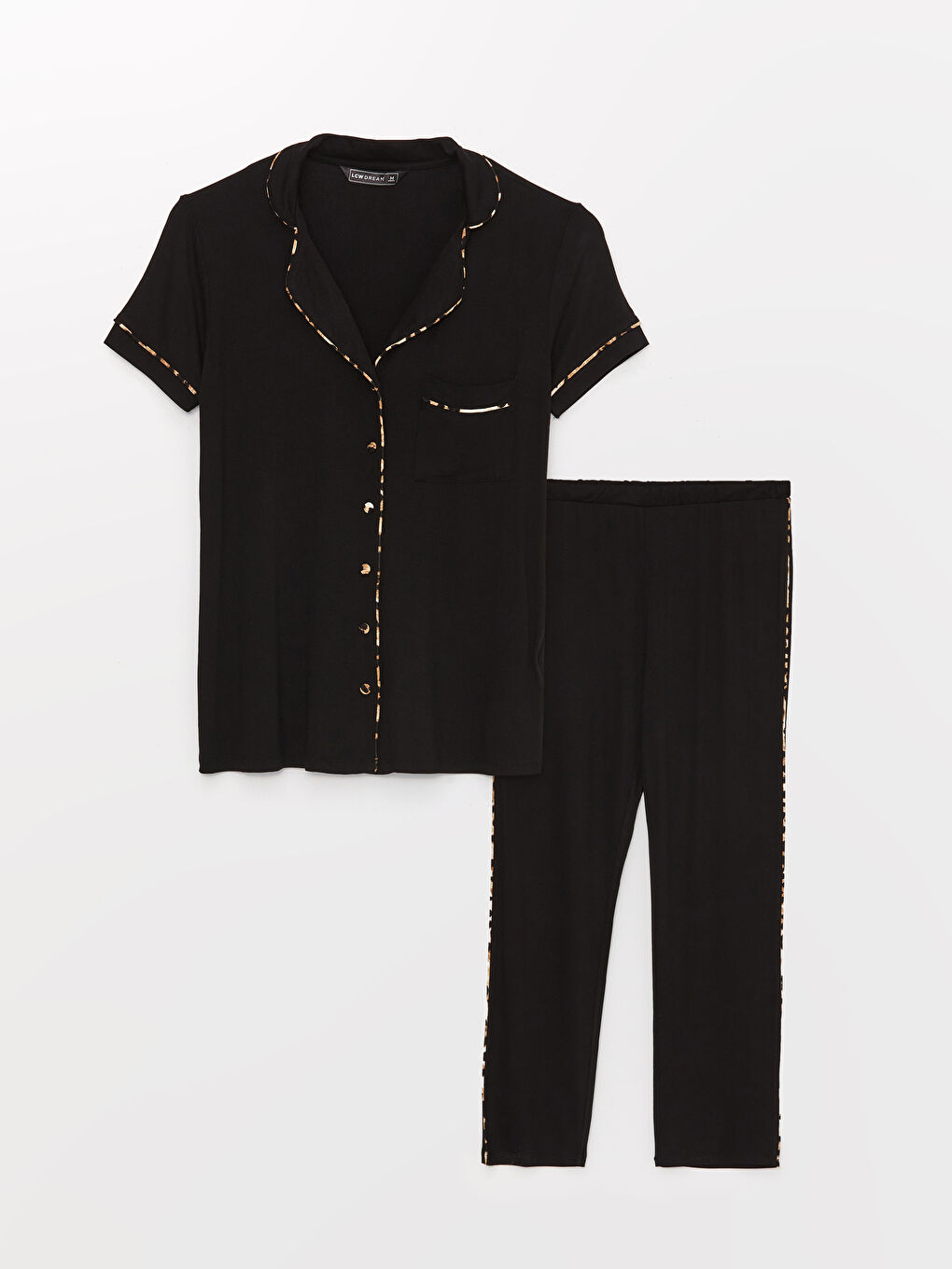 Shirt Collar Straight Short Sleeve Women's Pajamas Set -S3GM70Z8-CVL
