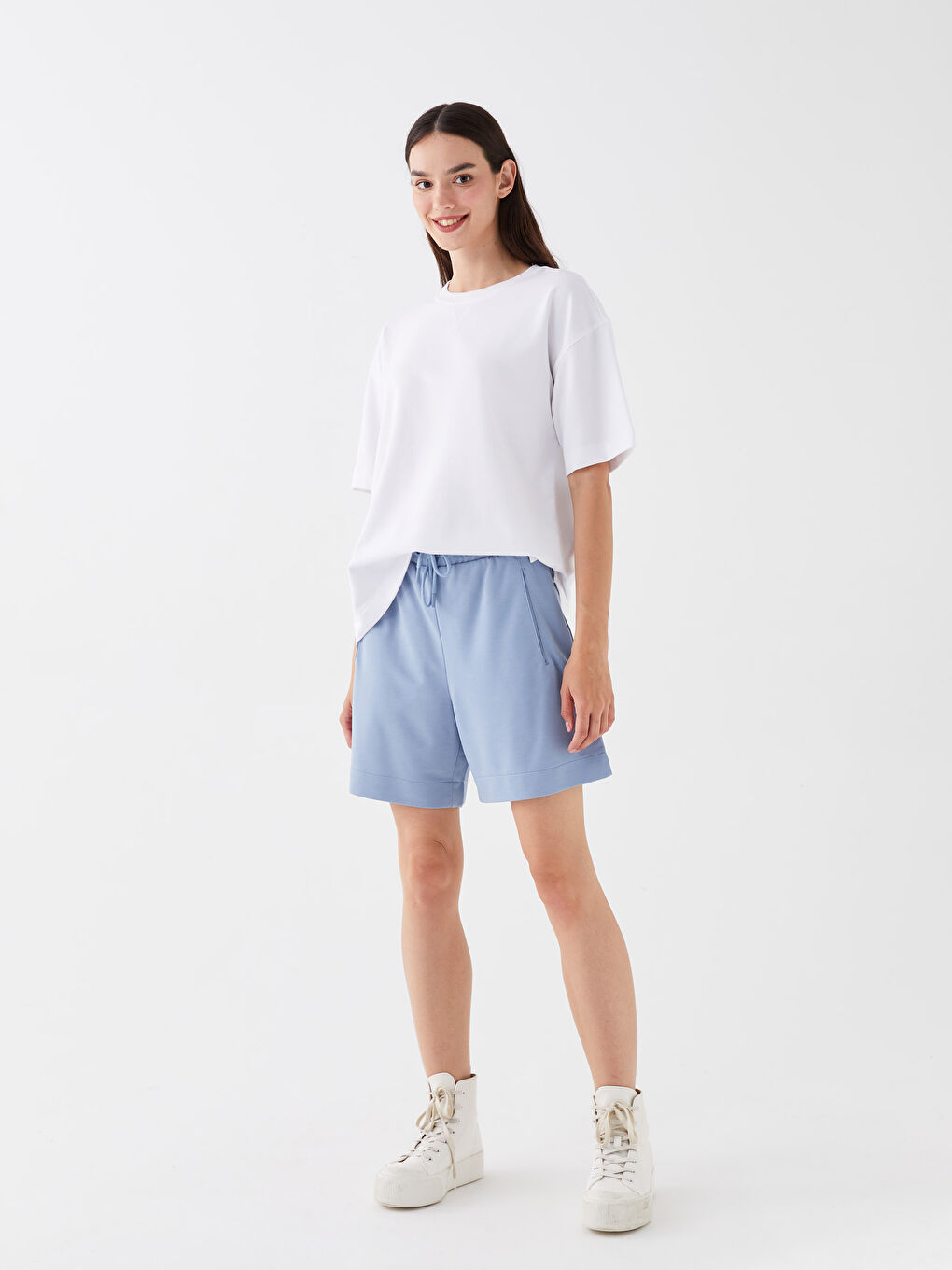 Elastic Waist Comfortable Fit Women's Shorts -S3GM73Z8-QZA