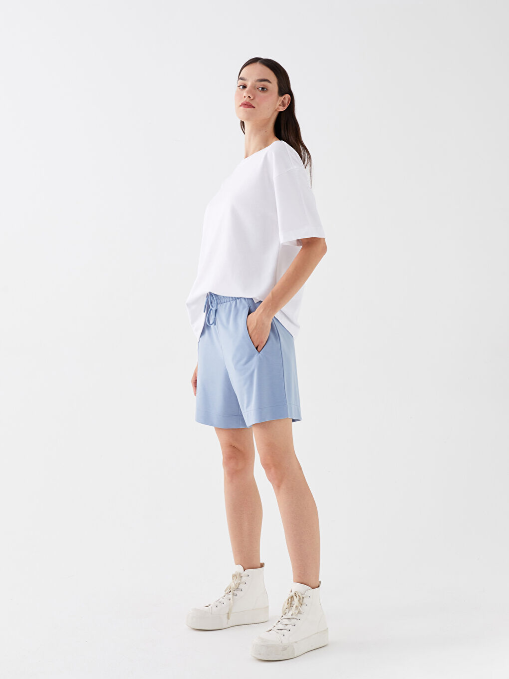 Elastic Waist Comfortable Fit Women's Shorts -S3GM73Z8-QZA