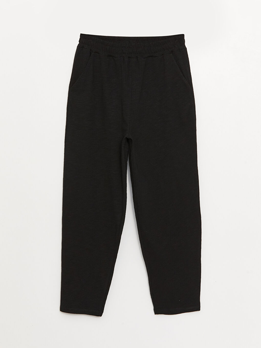 Siyah Beli Lastikli Düz Oversize Kadın Eşofman Altı-4