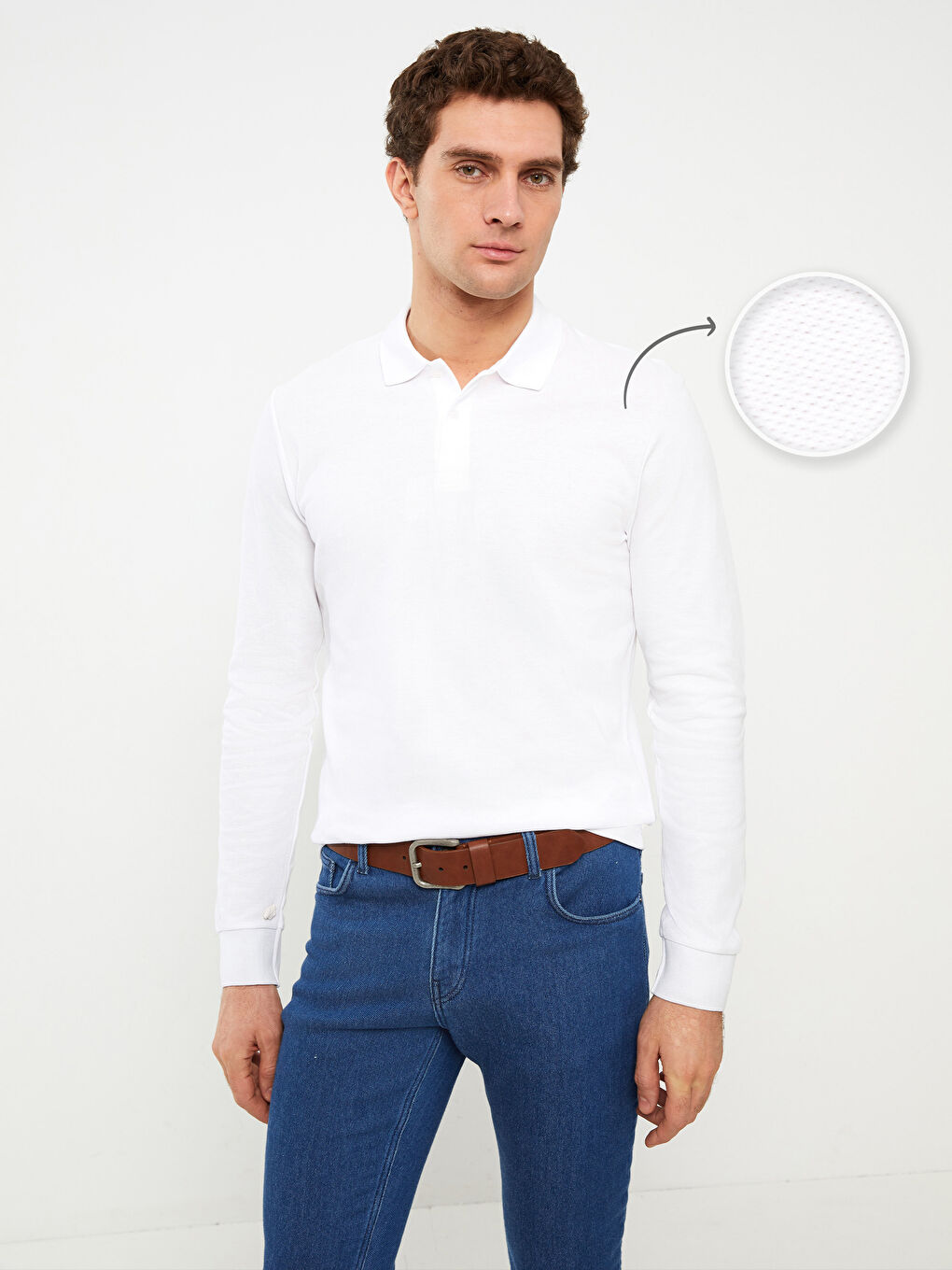 تيشيرت بياقة بولو كم طويل بيكيه للرجال