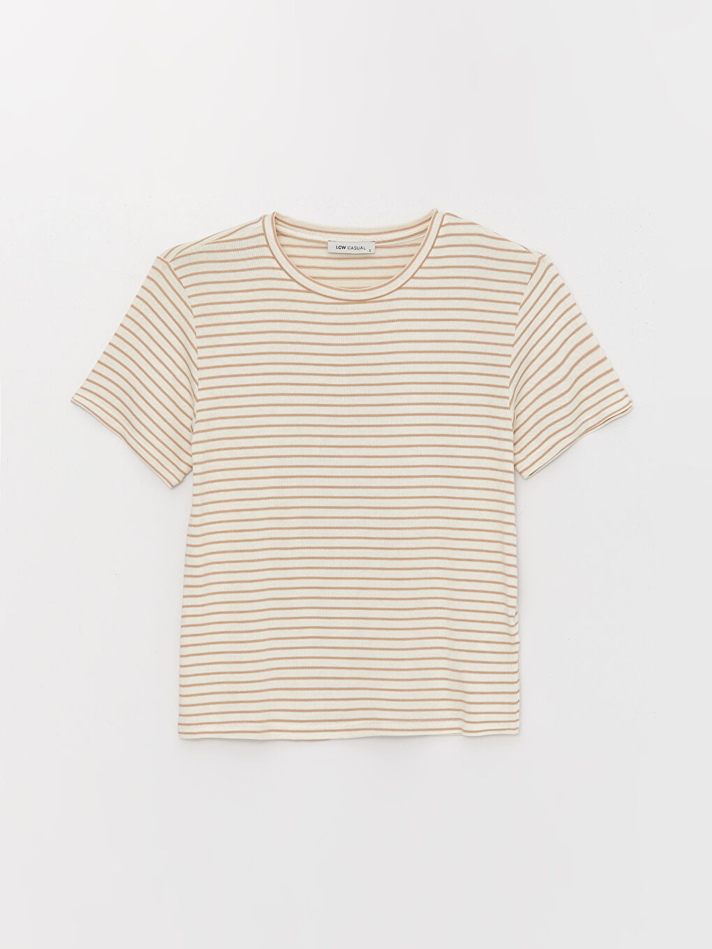 Crew Neck Striped Short Sleeve Women's T-Shirt-5