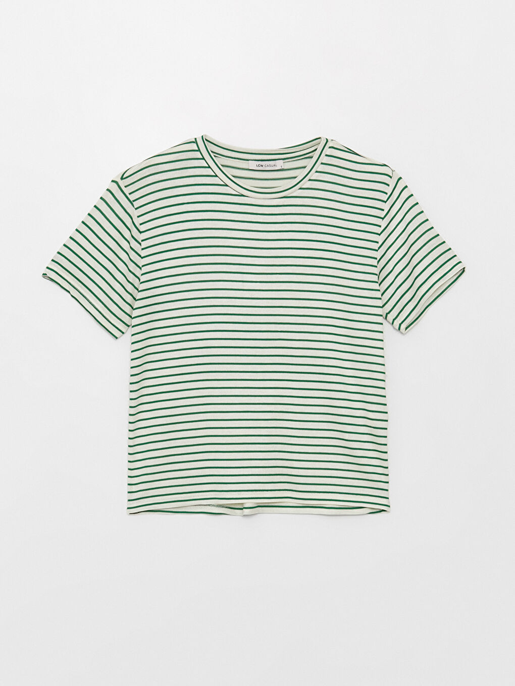 Crew Neck Striped Short Sleeve Women's T-Shirt-5