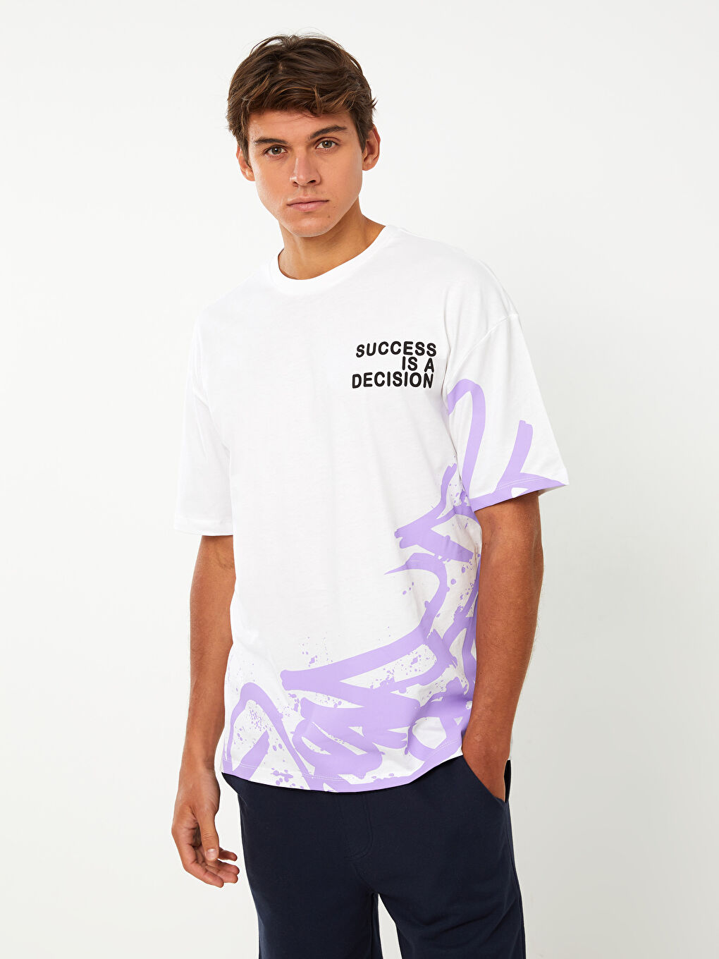 Crew Neck Short Sleeve Printed Combed Cotton Men's T-shirt