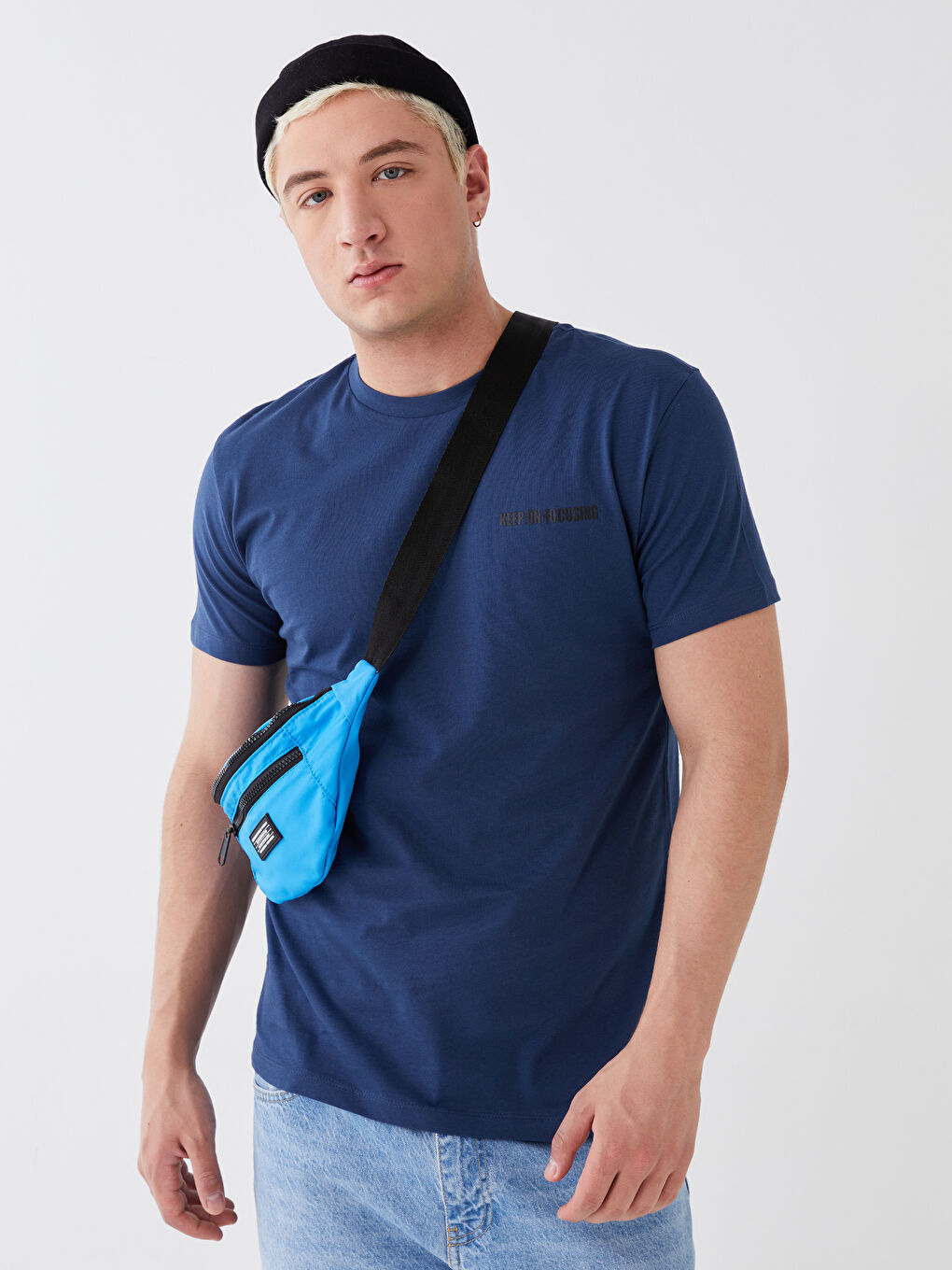 İndigo Bisiklet Yaka Kısa Kollu Baskılı Penye Erkek Tişört