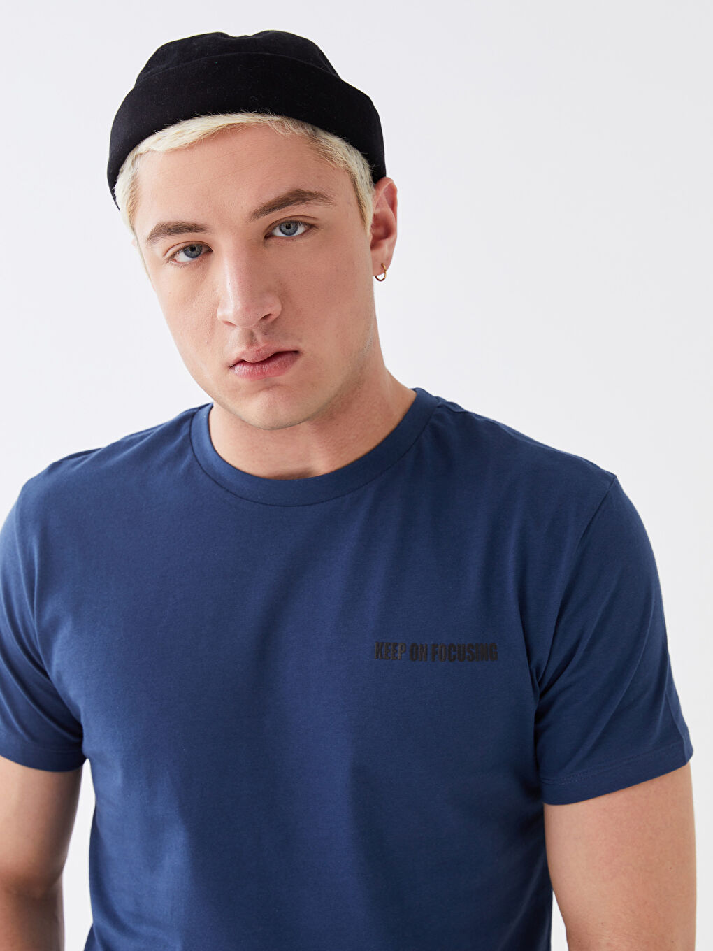 İndigo Bisiklet Yaka Kısa Kollu Baskılı Penye Erkek Tişört-1