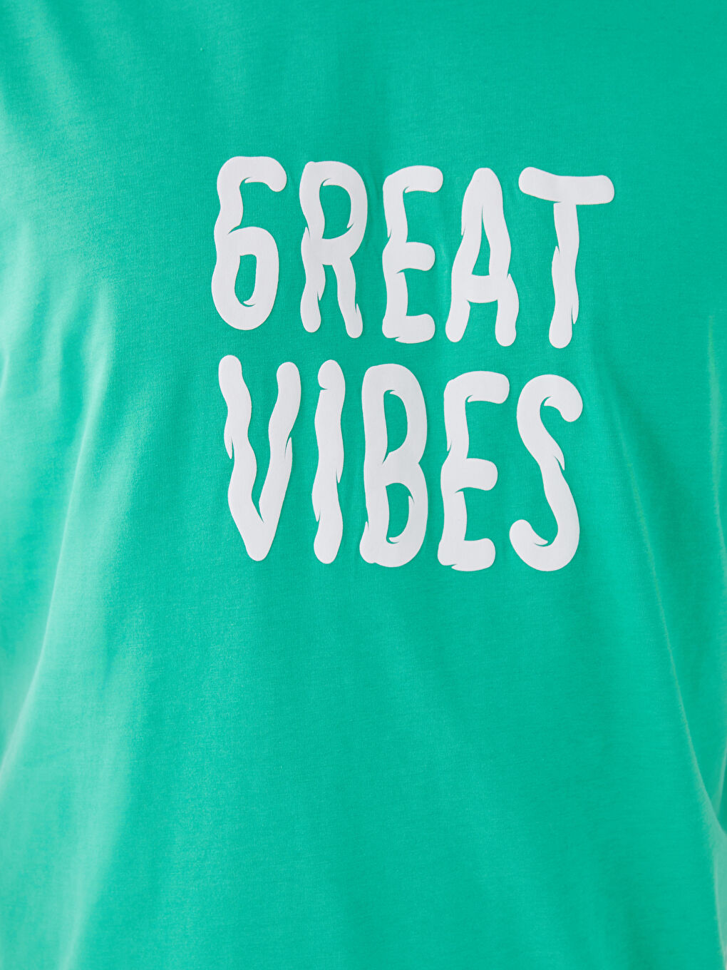 Yeşil Bisiklet Yaka Kısa Kollu Baskılı Penye Erkek Tişört-2