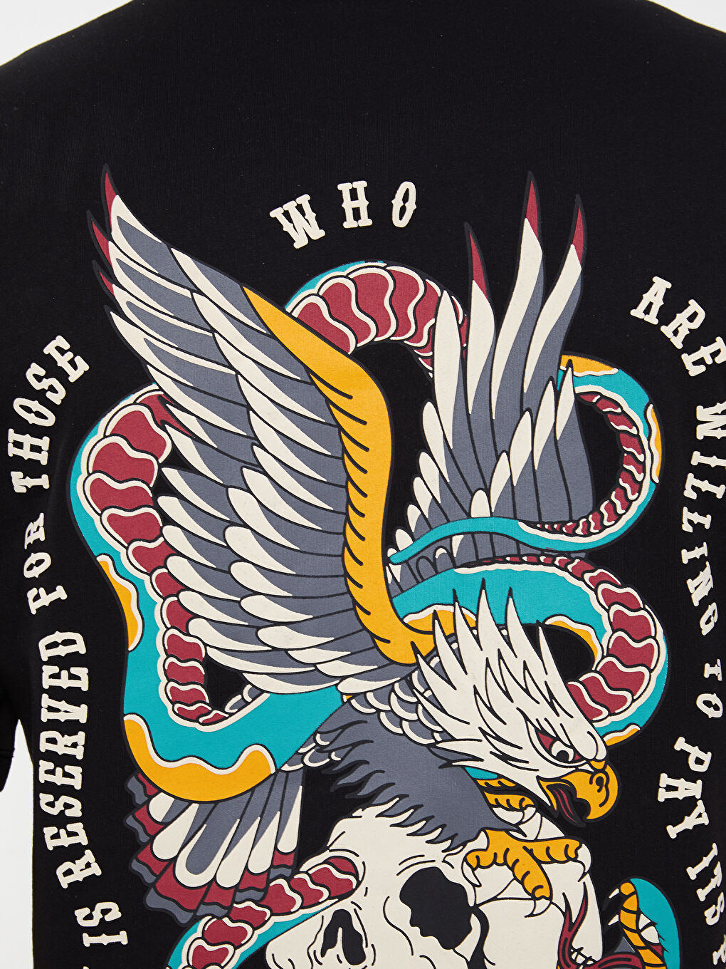 Siyah Bisiklet Yaka Kısa Kollu Baskılı Penye Erkek Tişört-3